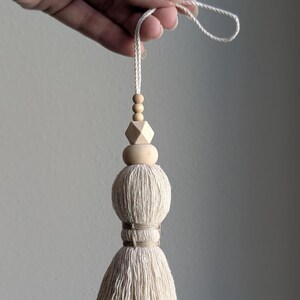 Natural Cotton Door Tassel #144 with Wooden Beads