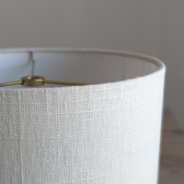 Handmade Lamp Shade | Custom Lamp Shade | Custom Lampshade |  Modern Lamp Shade | Drum Lamp Shade in Soft White Textured Linen Fabric