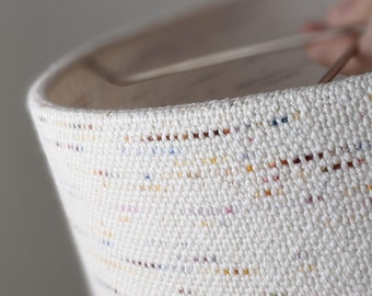 Handwoven Confetti Fabric Lamp Shade: Modern Drum Shade