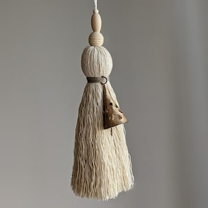 Oversized Cotton Tassel with Bell & Wooden Beads: Door Knob Hanger