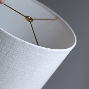 Handmade Lamp Shade | Custom Lamp Shade | Custom Lampshade |  Modern Lamp Shade | Drum Lamp Shade in True White Textured Linen Fabric