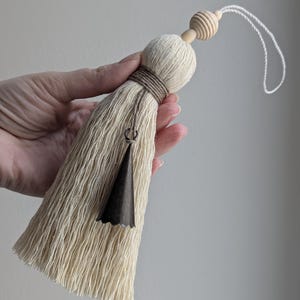Large Cotton Door Tassel with Bell and Wood Beads #153: Festive Home Decor