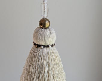 Large Cotton Door Tassel with Brass and Glass Beads #178