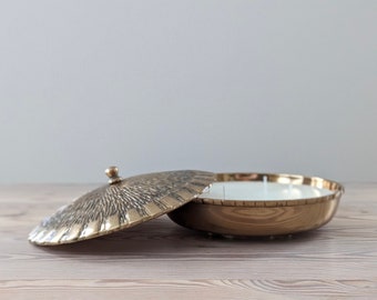 Vintage Brass Candle with Lid | MCM Brass Bowl | Decorative Brass Candle | Boho Candle | Large Brass Bowl | Candle Brass Centerpiece