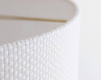 Handmade Bright White Crosshatch Lamp Shade: Modern Drum Shade