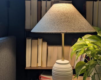 Quick Ship - Handmade Cotton Cone Lamp Shade: Vintage Style with Brass Hardware in 4" Top Dia. x 14" Btm Dia. x 6" High