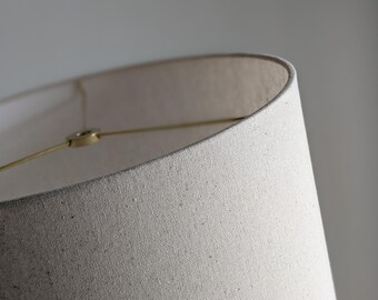 Speckled Oatmeal Cotton Lamp Shade - Mid Century Modern Drum Shape with Spider Hardware