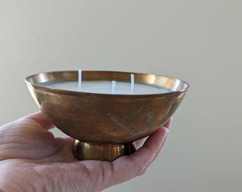 Vintage Simple Small Brass Candle | Simple Brass Candle | Vintage Brass Candle | Mid Century Brass Bowl | Brass Home Decor