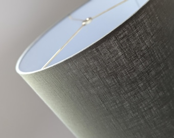 Olive Green Linen Lamp Shade with Spider Hardware in Brass or Nickel