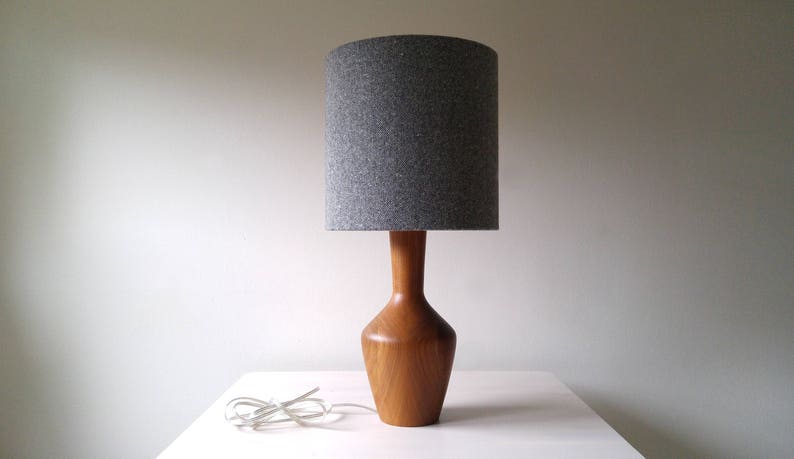 Walnut Table Lamp Wood Bedside Living Room Image 0