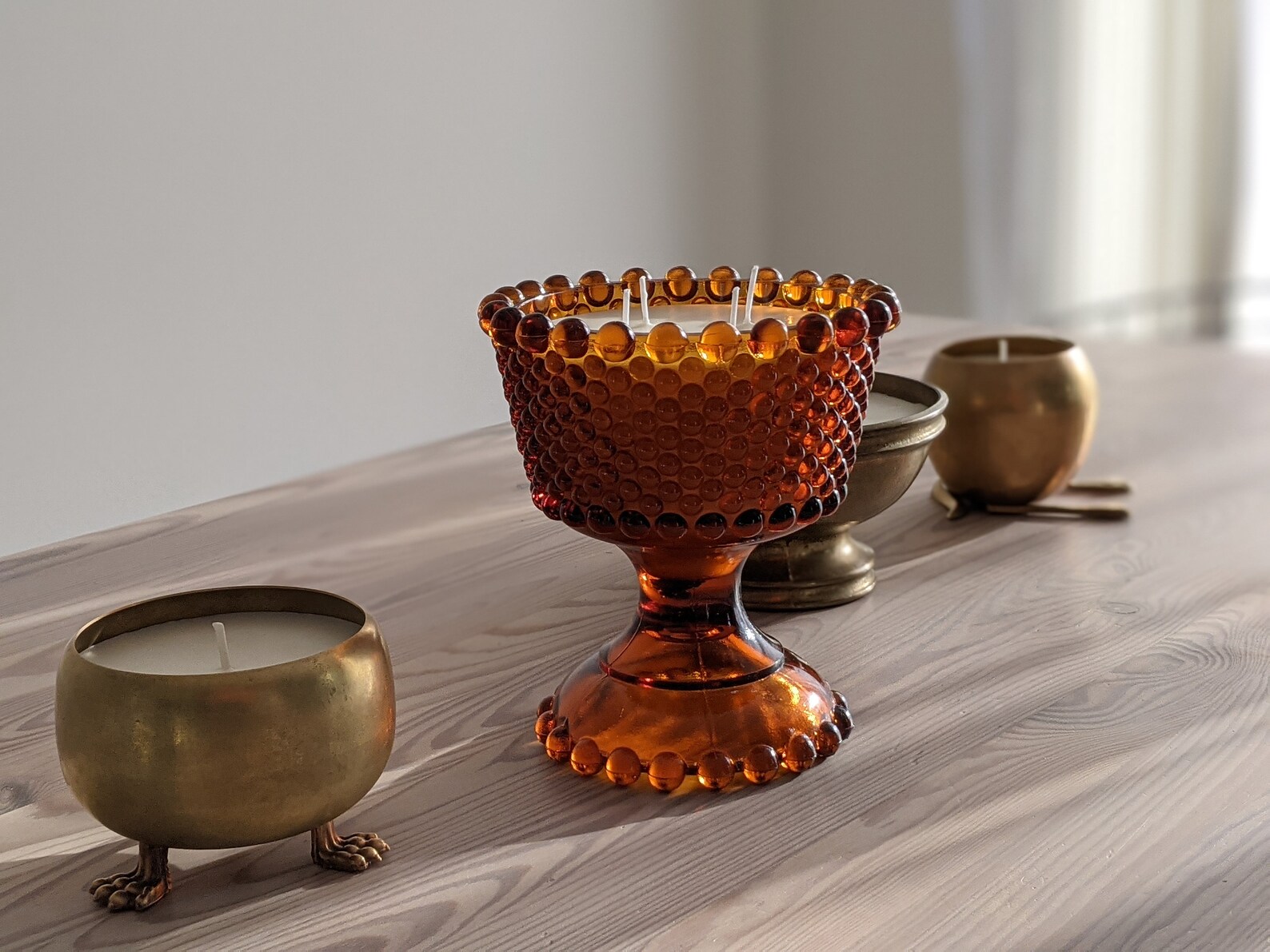 Vintage Orange Hobnail Candle Burnt Orange Glass Candle Etsy