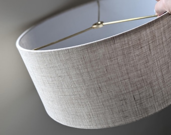 Stone Linen Lamp Shade: Custom Size Drum Shade with Spider Washer Hardware