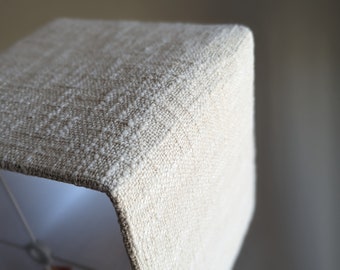 Square Lamp Shade 10x10x10 | Custom Square Lamp Shade | Cube Lamp Shade | Handwoven Boucle Lamp Shade Square with White Hardware