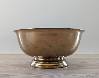 Vintage Large Brass Candle | Vintage Shiny Brass Candle | Brass Footed Bowl Candle | Modern Farmhouse Candle