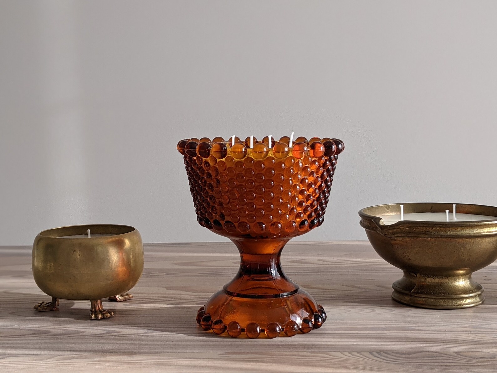 Vintage Orange Hobnail Candle Burnt Orange Glass Candle Etsy