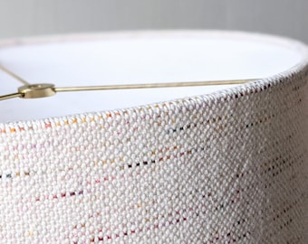 Handwoven Confetti Cotton Fabric Drum Lamp Shade: Modern Colorful Design