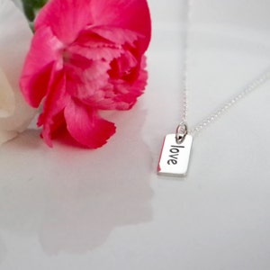 Love Word Tag, Gift for Her, Valentine's Day Gift I Love You Necklace 2-sided image 1