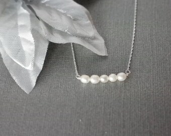 Genuine Pearl Necklace- Sterling Silver Chain- Genuine Pearls- Minimalist- Bridal Jewelry- Gift for Her- Elegant Pearl Jewelry