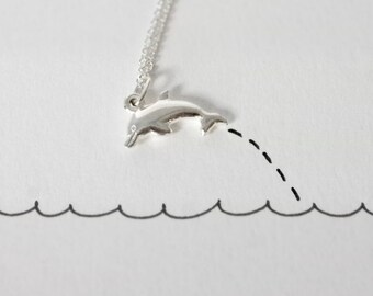 Dolphin Charm- All Sterling Silver- Ocean-Inspired- Dolphin Lover Necklace