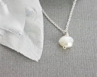 Genuine Freshwater Pearl- Sterling Silver Chain- Pearl Necklace