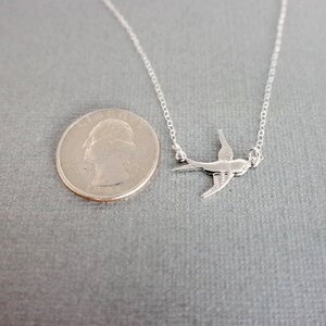 Single Swallow Necklace Sterling Chain Flying Swallow Connector image 1