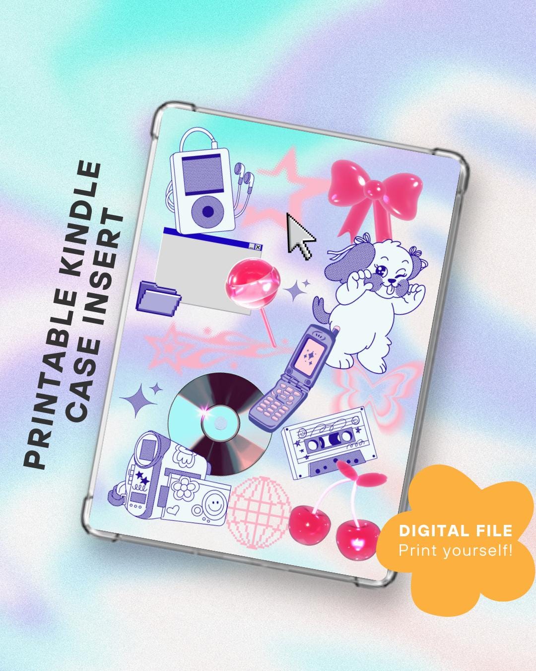 Y2K Aesthetic Printable Kindle Insert For Clear Case Basic 