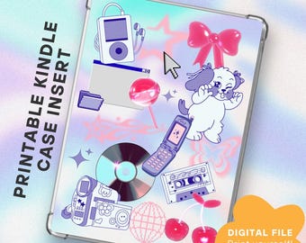 Y2K ästhetischer druckbarer Kindle Einsatz für Clear Case - Basic, Paperwhite, Oasis