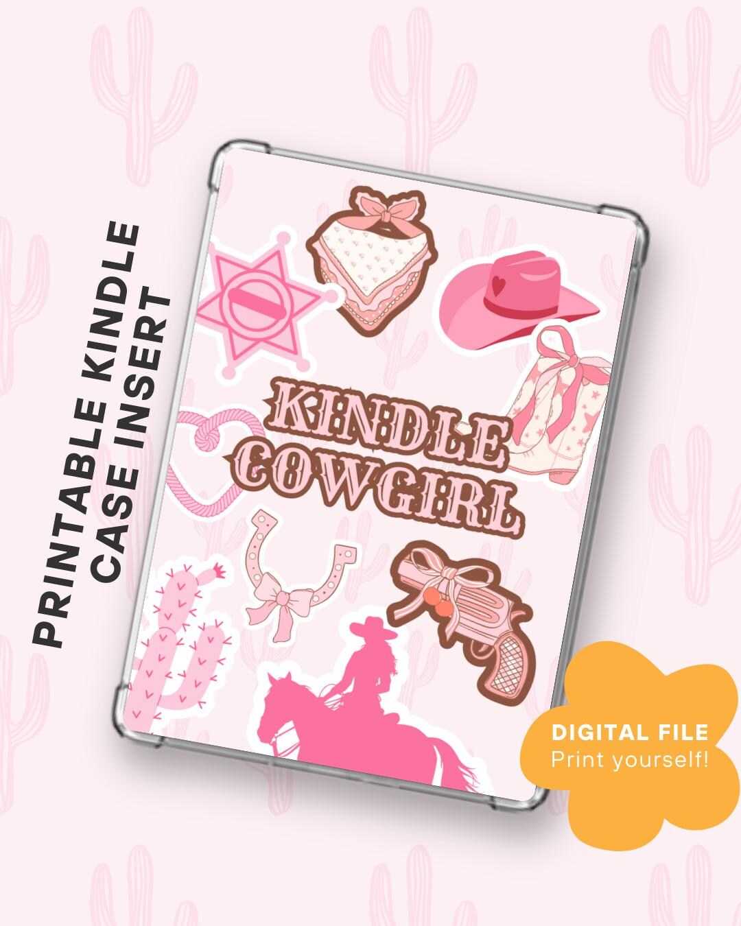Kindle Cowgirl Western Aesthetic Printable Kindle Insert for Clear Case ...