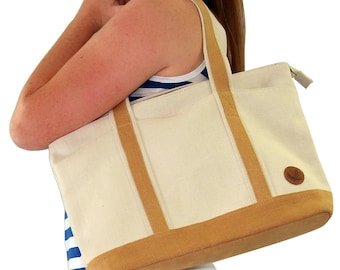Mujeres Heavy Duty soft Yute Canvas Leisure Shoulder Tote Bag Twill-Cotton Forro y cierre de cremallera