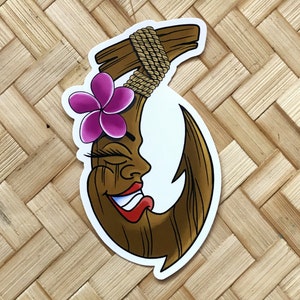 Wahine Fish Hook Sticker, Tiki Sticker, Aloha, Hawaii Sticker, Die Cut Sticker, Tiki Fish Hook Sticker, Tiki Decal, Rockwood