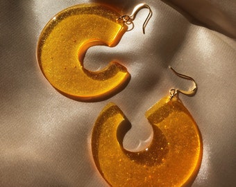 Honey Bubble Shimmer Resin Earrings