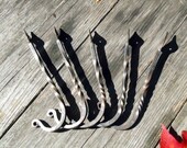 Set of 5 Forged Wall Hooks, Cast Iron Hooks, Wrought Iron - Hat Hook, Towel Hook, Rustic Home Decor, Key Hook, Coat Rack - Blacksmith Made