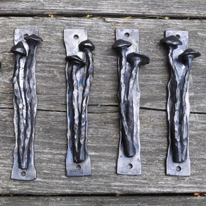 Mushroom Door Pull, wrought iron blacksmith creation, rustic cabinet knob, forged door hardware