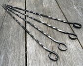 Set of Forged Skewers, Wrought Iron Kebab Grill BBQ Utensils, Blacksmith Made Smores Sticks, Metal Shishkabob Tool, Long Vegetable Skewers