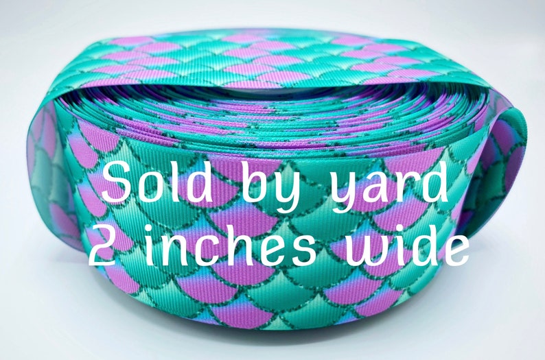 Wide mermaid ribbon Mermaid ribbon Mermaid scales ribbon Craft supplies Hair bow supplies Mermaid theme ribbon Wide grosgrain ribbon