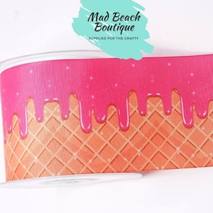 Ice cream ribbon, Sprinkles ribbon, Wide ice cream ribbon, Grosgrain ribbon, Unique ribbon, Waffle cone ribbon, Ice cream cone