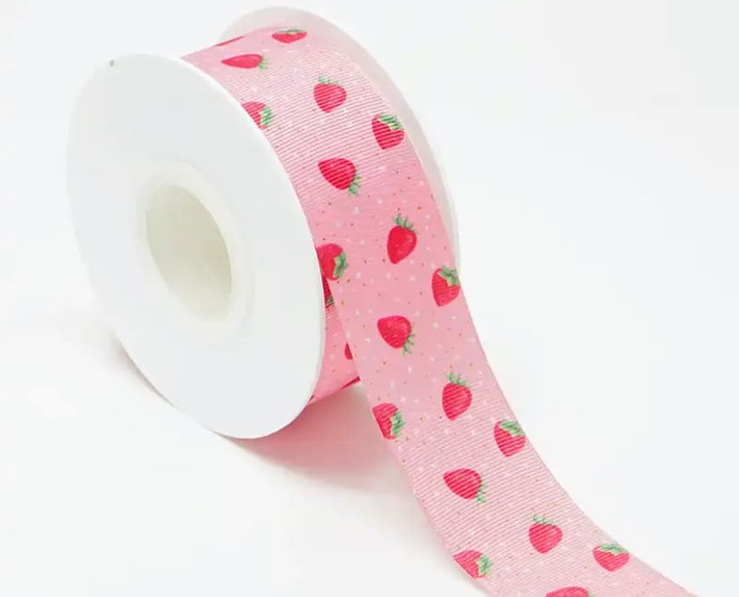 Strawberry Ribbon, Fruit Ribbon, Spring Ribbon, Summer Ribbon, Burlap  Ribbon, Wreath Ribbon, Red Ribbon, 2 1/2”, 10 Yard, Bow Ribbon