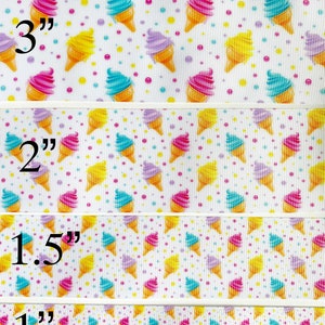 Ice cream ribbon, Sold by yard, Grosgrain ribbon, Ice cream cone, Ice cream cone ribbon, Party decor, Crafting