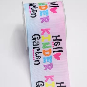 Kindergarten ribbon, School ribbon, Grosgrain ribbon, School hair bows, Back to school, Preschool ribbon, Wide ribbon