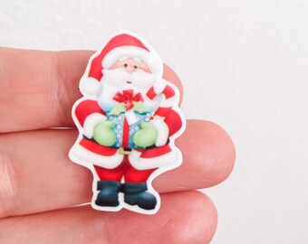Santa Resin Flatback: Christmas Cabochon Embellishments - Set of 2