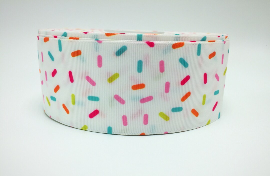 Sprinkle Ribon Sprinkles Grosgrain Ribbon: 2-inch White Ribbon, Hair Bow Supplies - Etsy