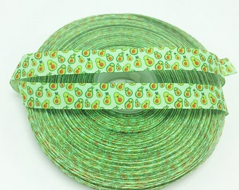 Avocado ribbon, Grosgrain ribbon, Avocado print ribbon, 5/8 inch ribbon, Food ribbon