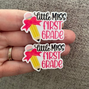 Little Miss First Grade, Back to school bow centers, First grade flat backs, First grade bow centers, Scrapbooking, Hair crafts