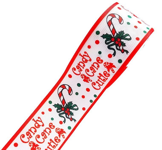 Christmas Ribbon: Grosgrain Red & White Candy Cane Christmas Ribbon: Grosgrain Red & White Candy Cane