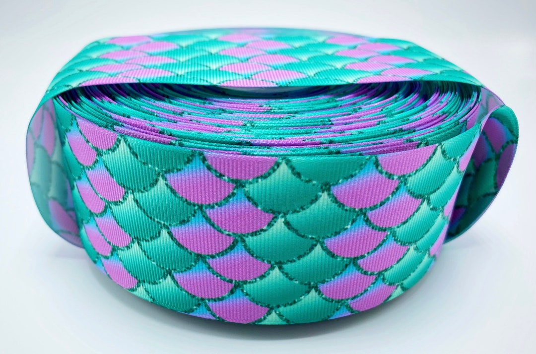 Mermaid Ribbon, Wide Grosgrain Ribbon, Mermaid Scales Ribbon, Wide Mermaid Ribbon, Mermaid Theme ...