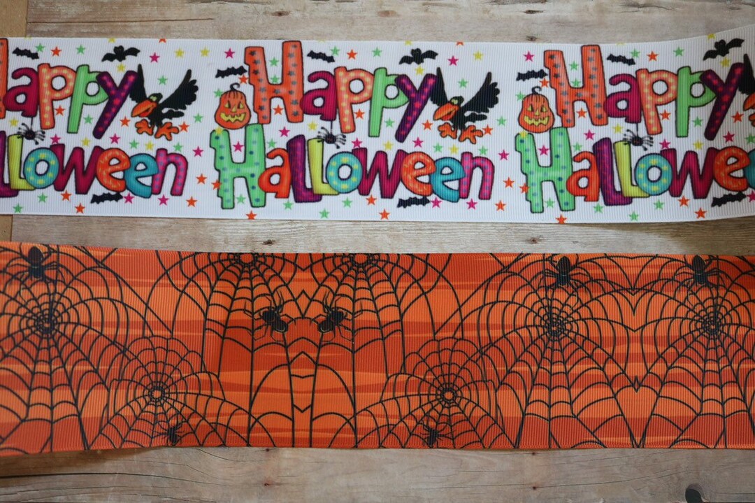 Spider Ribbon Spider Web Grosgrain Ribbon: 3-inch Halloween Craft Ribbon - Etsy