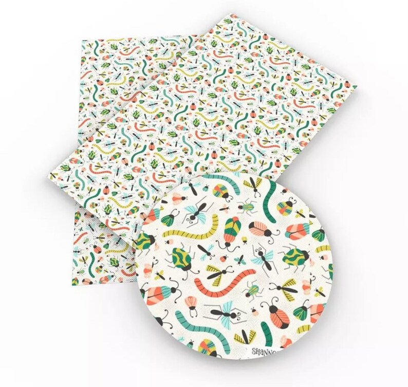 Bugs Faux Leather Worms Leather Sheet Insect Fabric Sheet Etsy