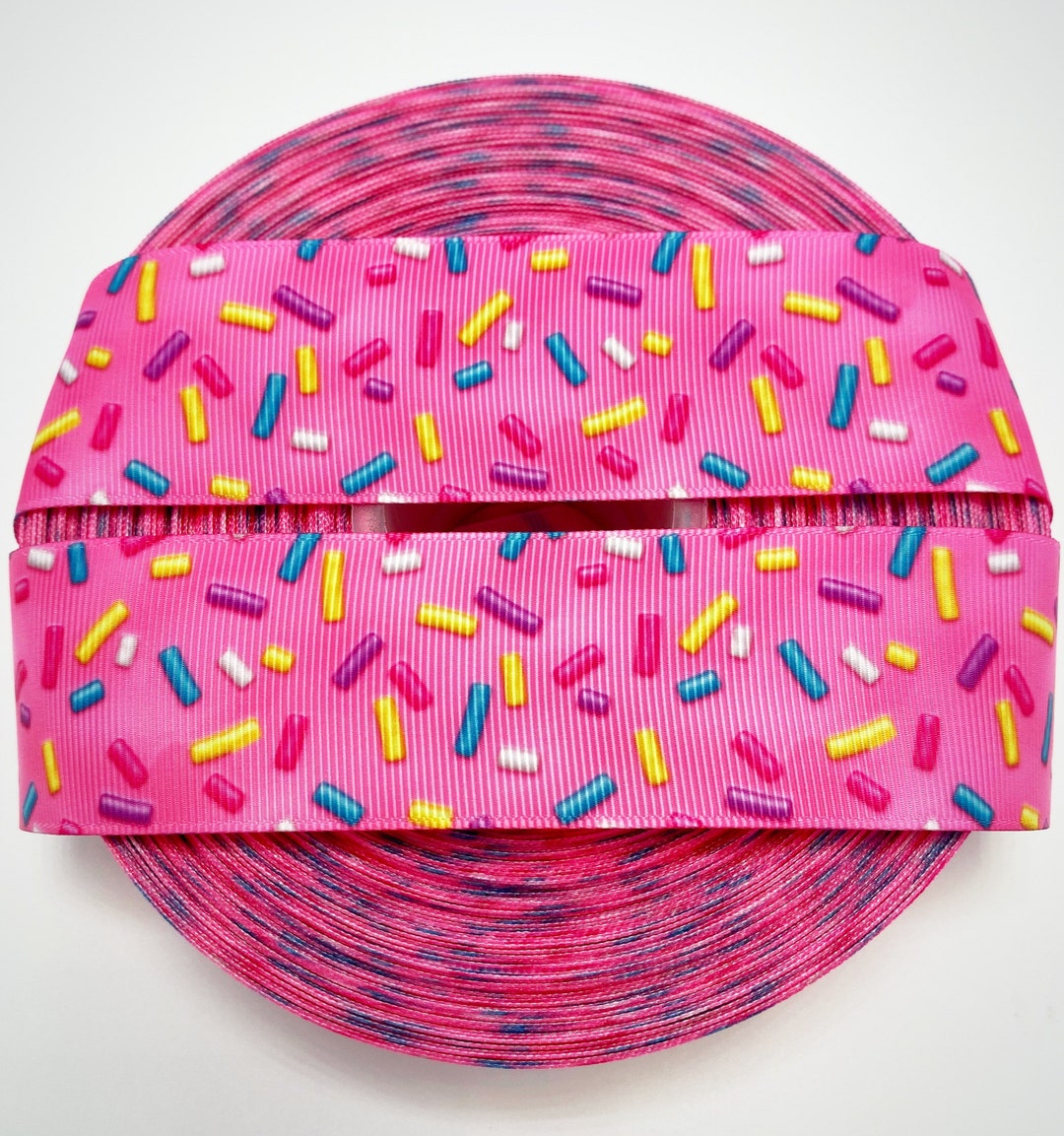 Sprinkle Ribon Sprinkles Grosgrain Ribbon: 1-inch Cookie Cupcake Ribbon, Hair Bow ...