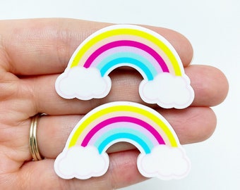 Rainbow flat backs, Hair bow centers, Rainbow resin, Hair bow flat back, Rainbow flat back, Resin flat backs, Scrapbooking, Cabochon