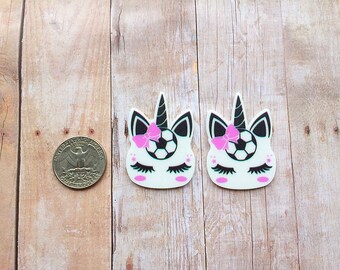 Soccer Unicorn Resin Flatbacks: Scrapbooking Bow Centers